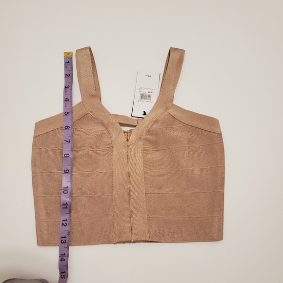 GUESS Marciano Beige Tan Mirage Bandage Crop Top - Size XXS, XS, 00, 0 - Picture 2 of 6